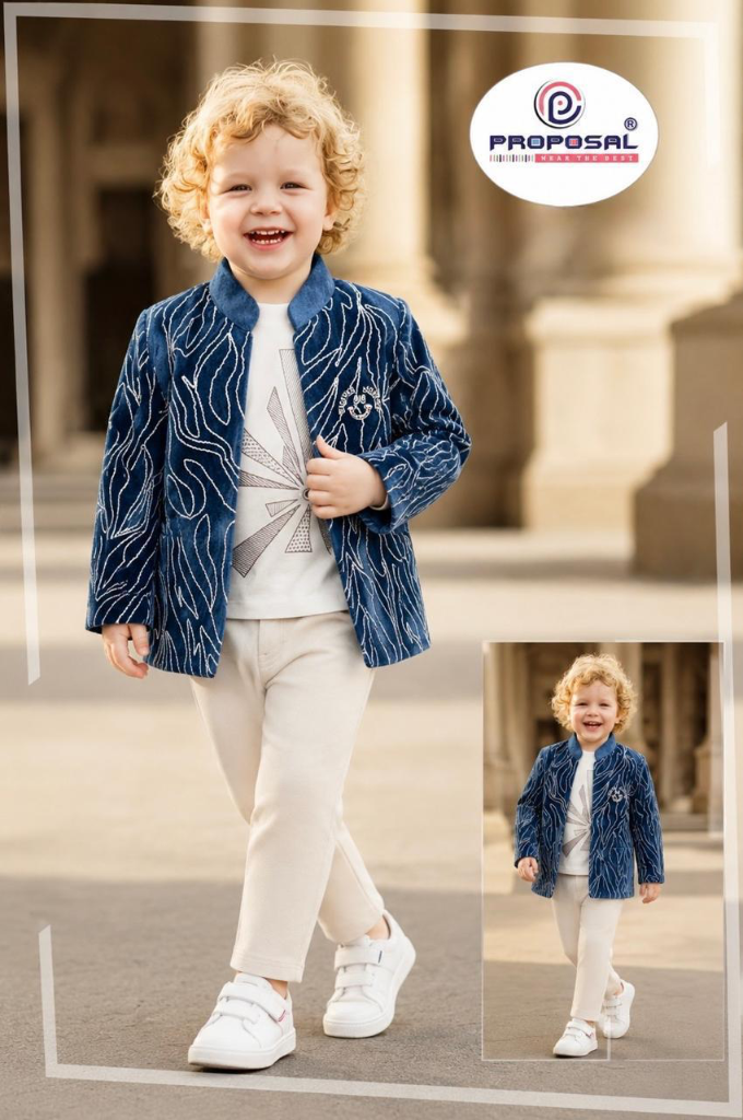 2044 Blue Velvet Silver Branch Blazer